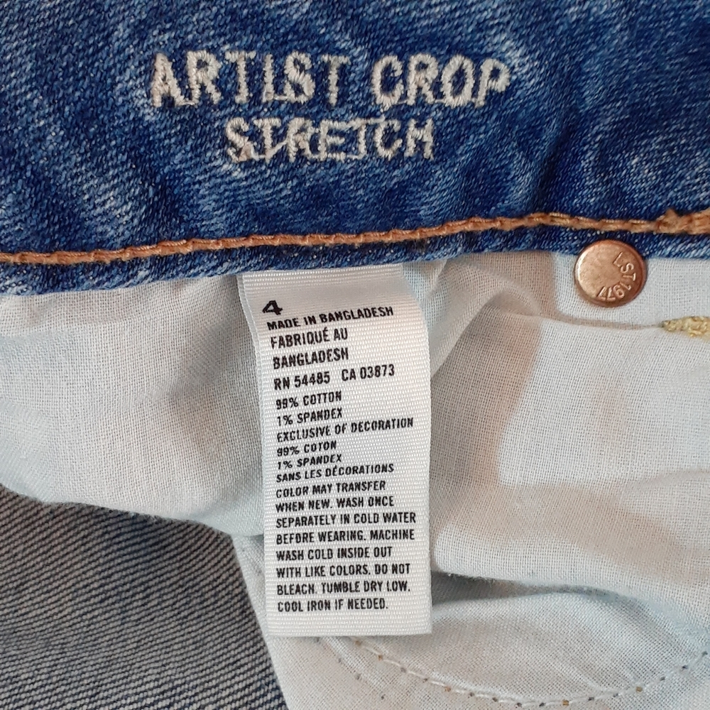🎉 American Eagle women’s low rise Artist Crop stretch jeans size 4 - Picture 5 of 6
